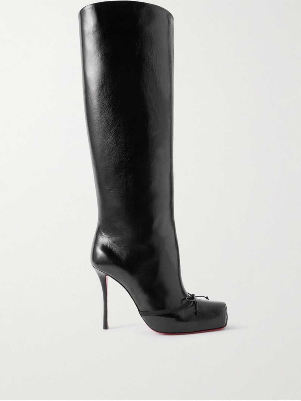 Christian Louboutin Black Leather Knee-High Stiletto Boots - Picture 1 of 5